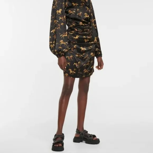 NWT GANNI Recycled Rubber Chunky Logo Platform Black Sandals Flatform Lugged - Picture 5 of 15